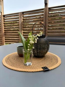 Ce set de table est en corde naturelle. Il embellit votre table.