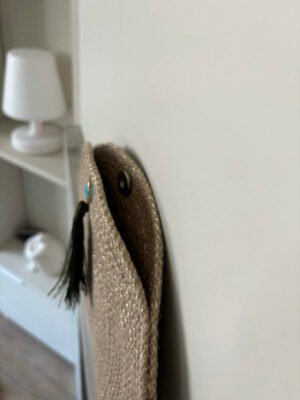 pochette demi-lune jute et lurex