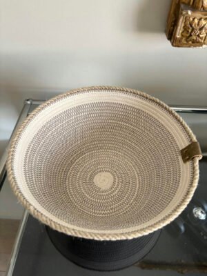 Panier de décoration en ganse de coton et zigzag noir