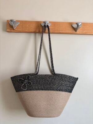 Sac panier bicolore à paillettes