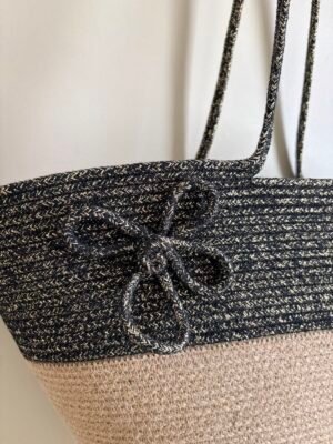 Sac panier bicolore à paillettes