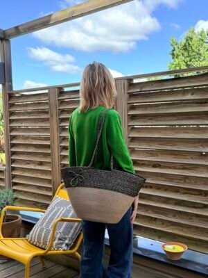 Sac panier bicolore à paillettes