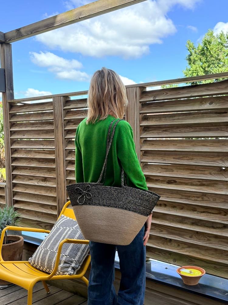 Sac panier bicolore à paillettes – Image 4